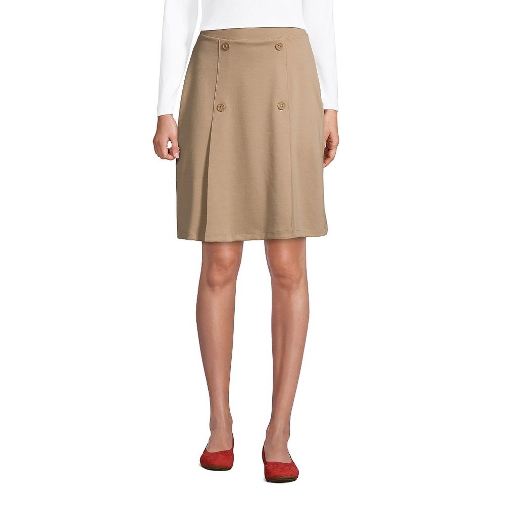 Lands' End School Uniform Women's Ponte Button Front Skort Above the Knee, NWT